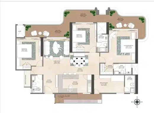 ORYZA master bedroom premium interiors Italian marble flooring 3 BHK luxury apartment